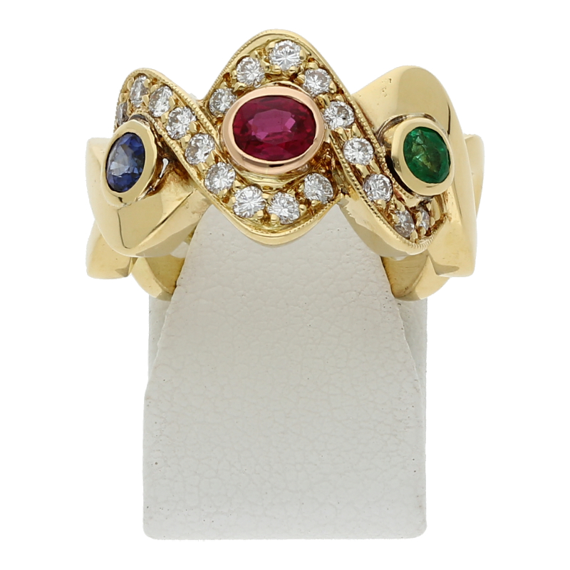Brillant Rubin Saphir Smaragd Ring 750/ 18 K Gold