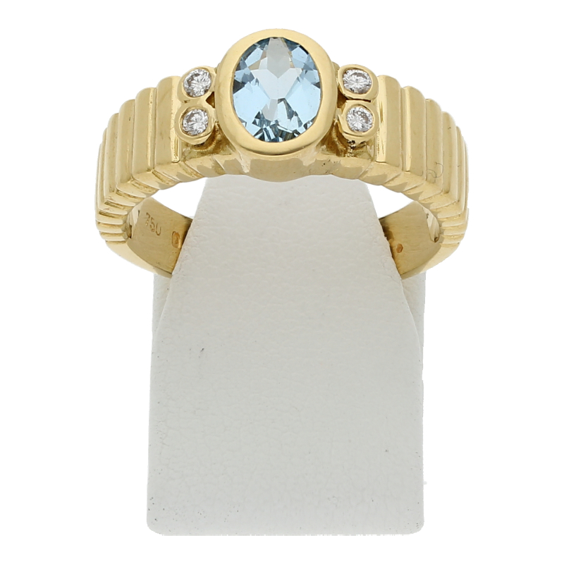 Brillant Blautopas Ring 750/ 18 K Gold