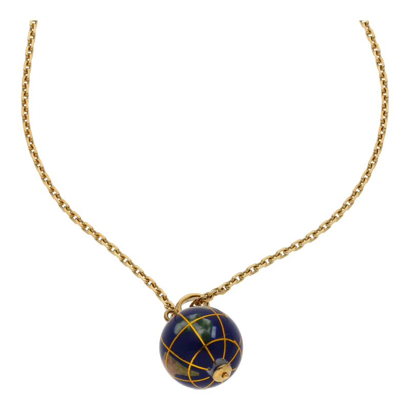 Halskette mit Globus 333/8 K Gelbgold Ankerkette Länge 50 cm