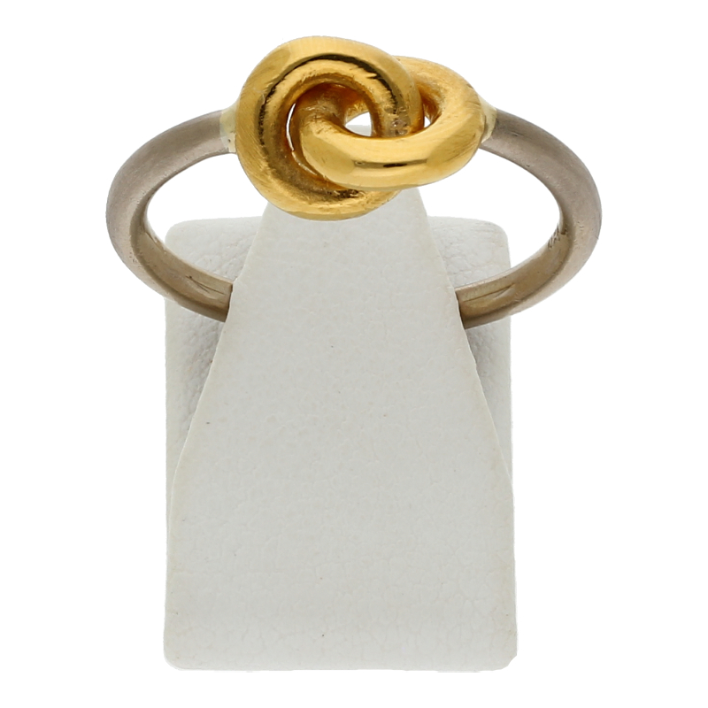 Ring mit Feingold-Knoten 18K/750 Weißgold