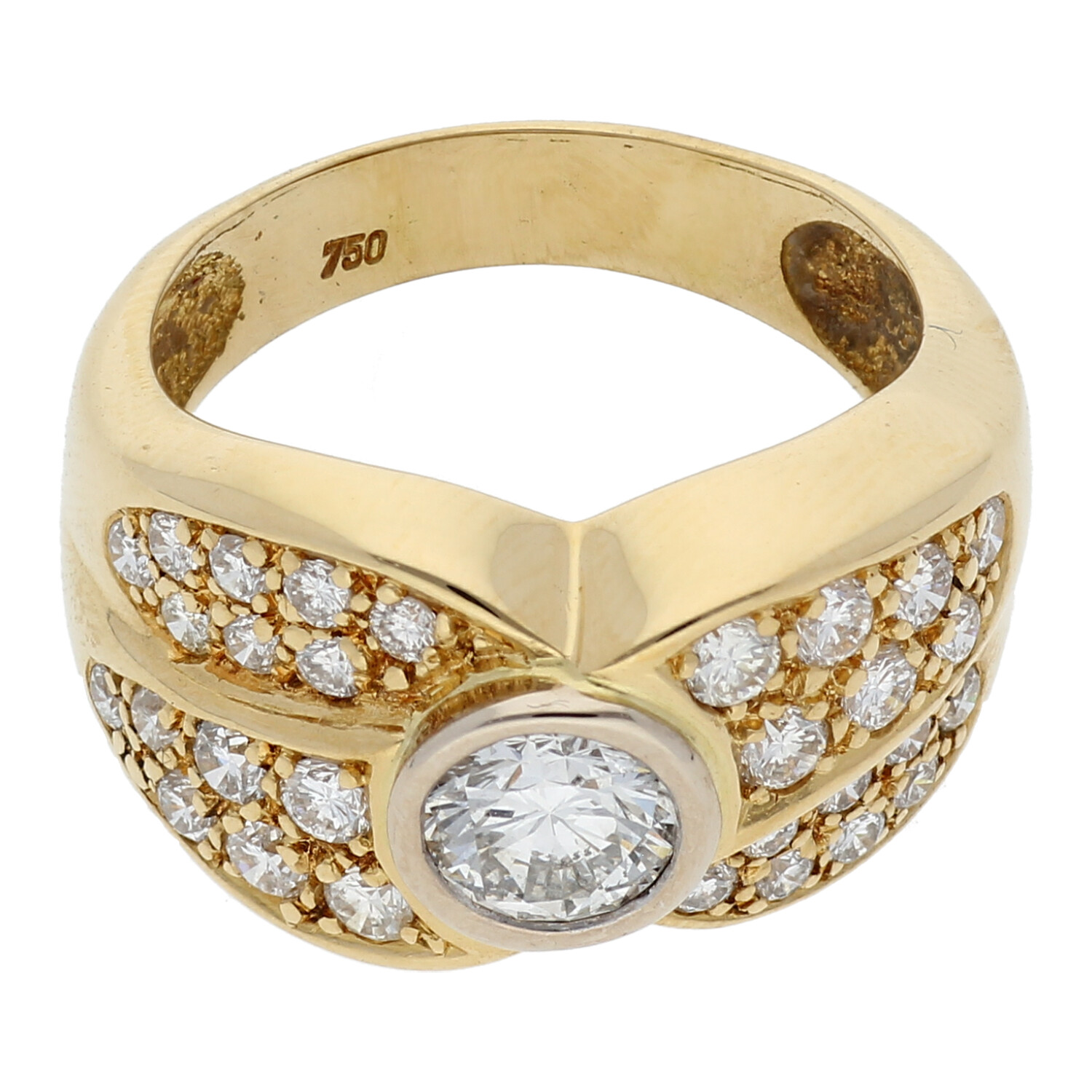 Brillant Ring 2,20 ct Mittelstein 1 Karäter 18 K 750 Gold