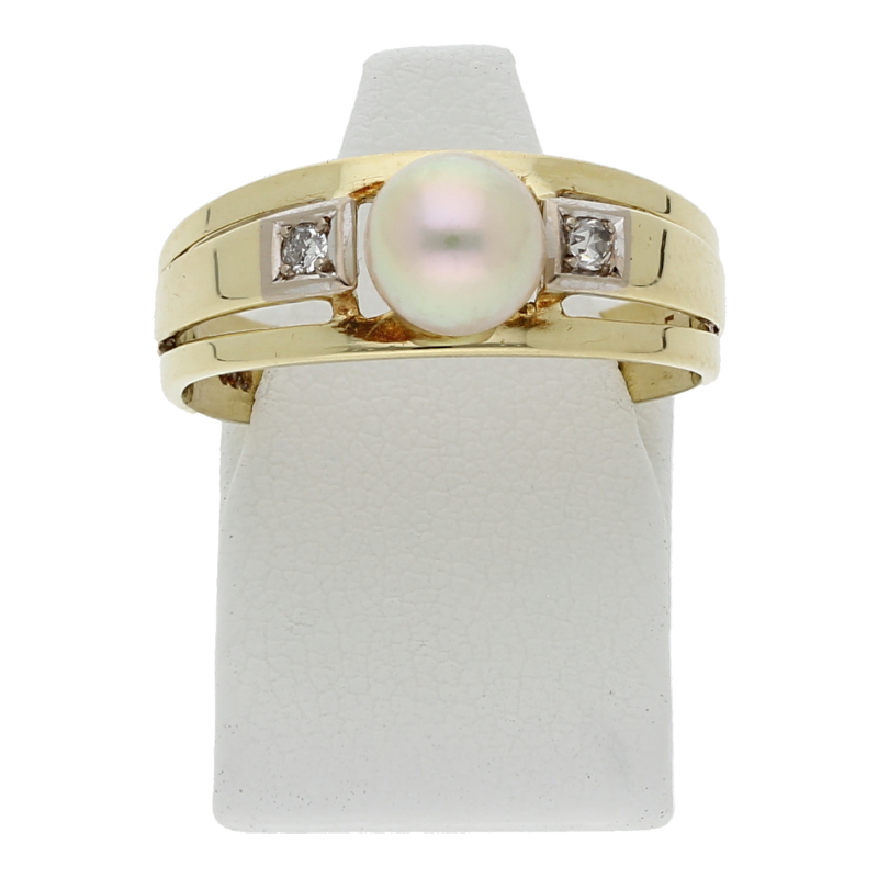 Zuchtperle Diamanten Ring 585/ 14 K Gold