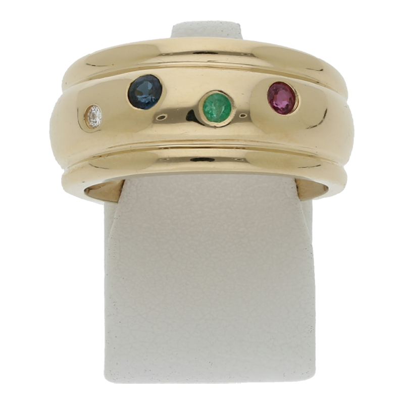 Rubin Saphir Smaragd Brillant Ring 585/ 14 K Gold