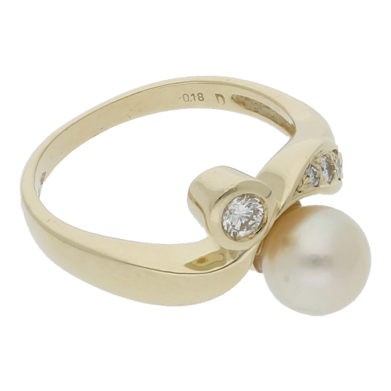 Zuchtperle Brillant Ring 585/ 14 K Gold