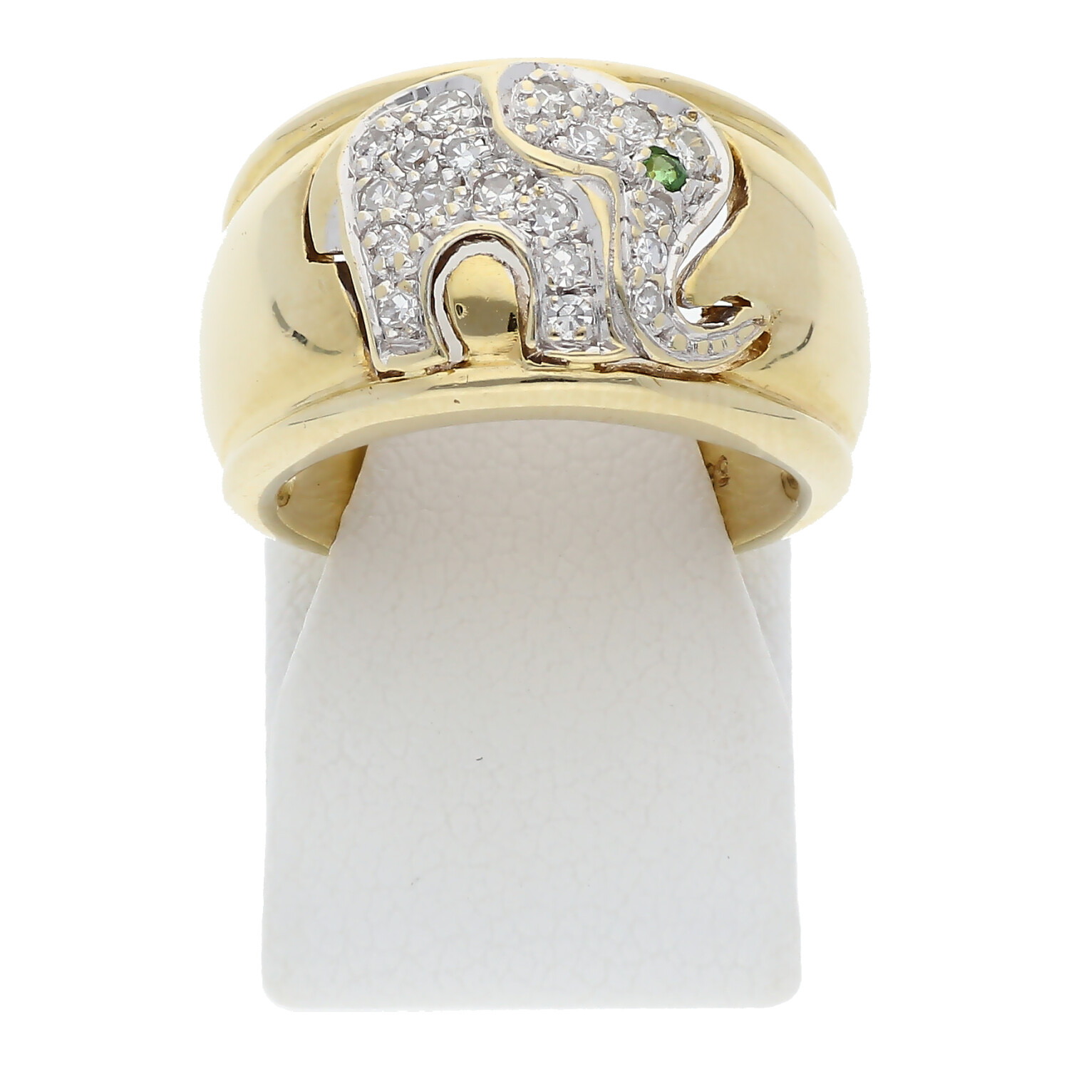 Elefant Diamant Smaragd Ring 0,30 ct 585 Gold