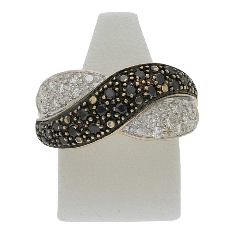 Schwarze Diamanten und Brillanten Ring 750/ 18 K Gold